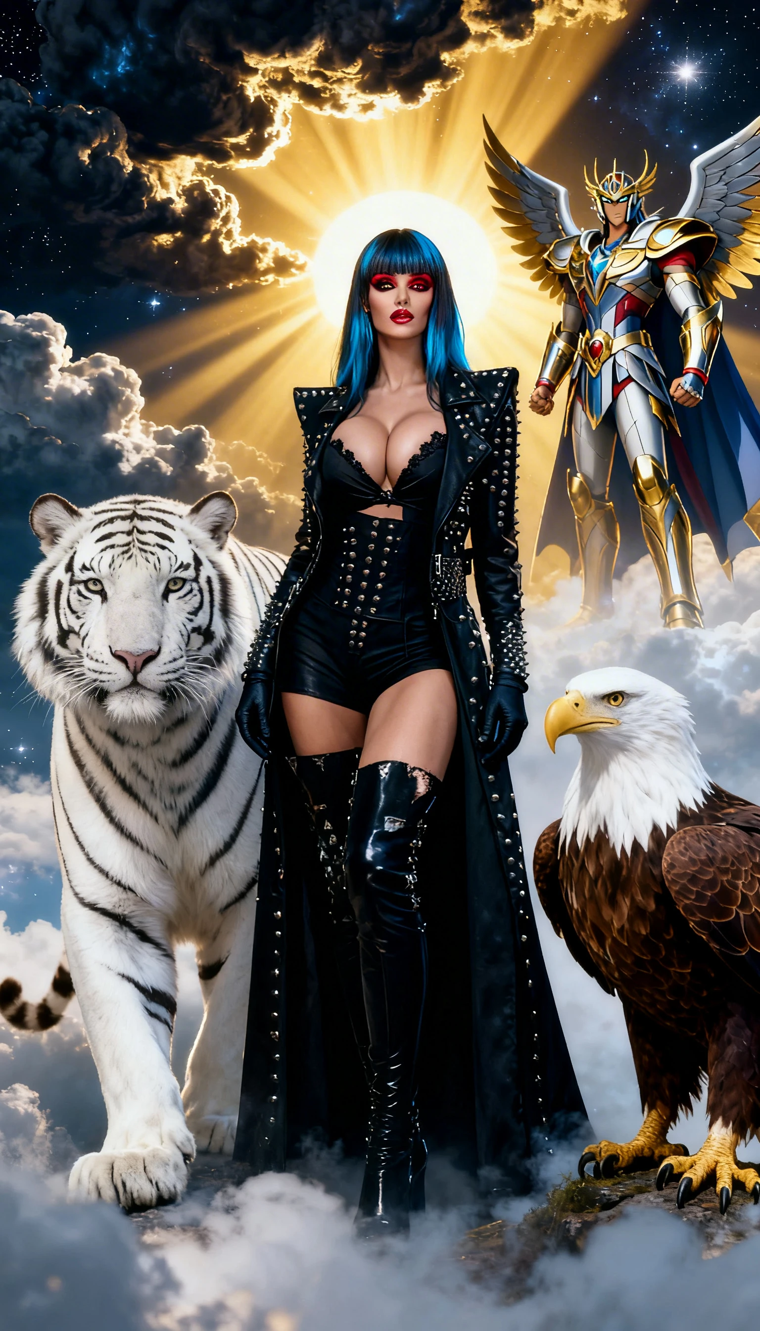 Maestosa guardiana con tigre e aquila nella natura