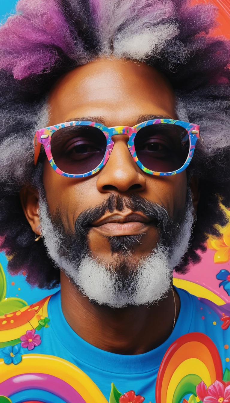 Close up sketchy portrait of an afro haired man