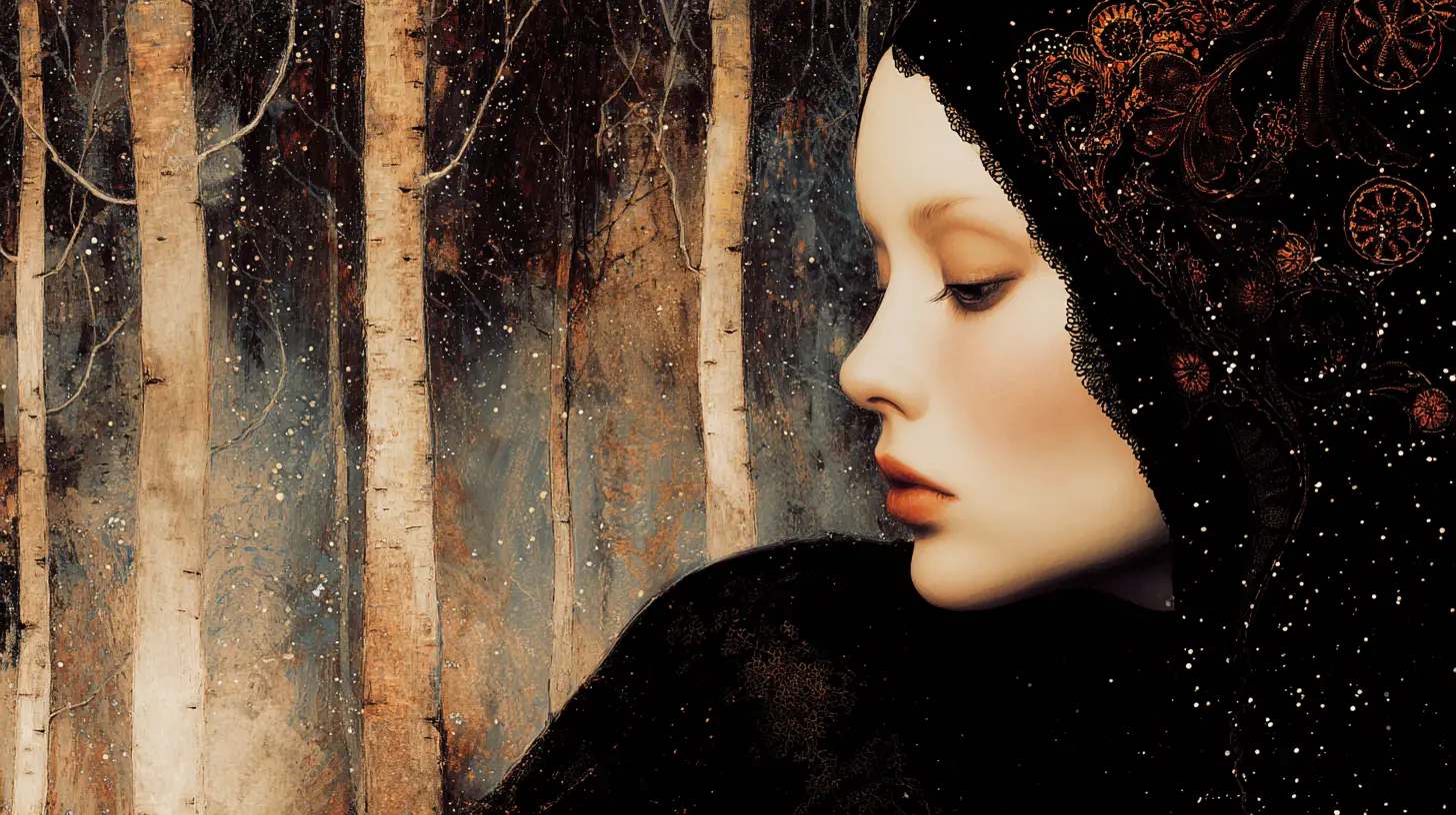 Chiaroscuro portrait of an ethereal woman of starlight