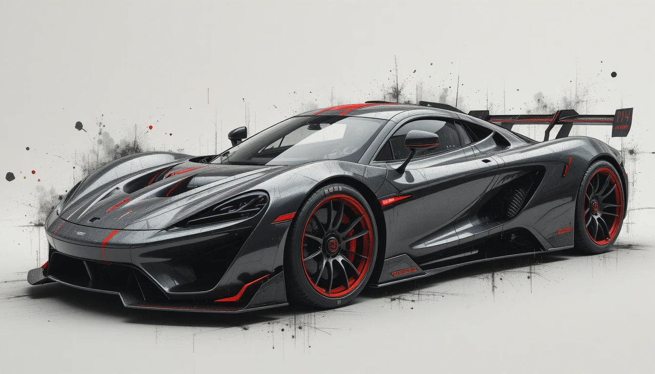 Graphite hypercar concept with bold red performance accents