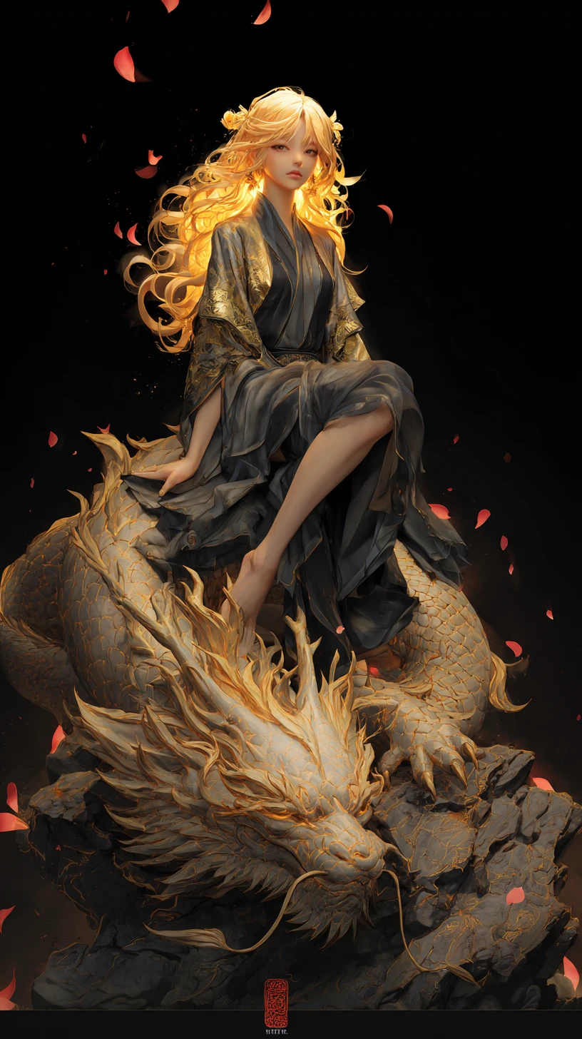 Fille de feu prophétique sur la tête d’un dragon déchu