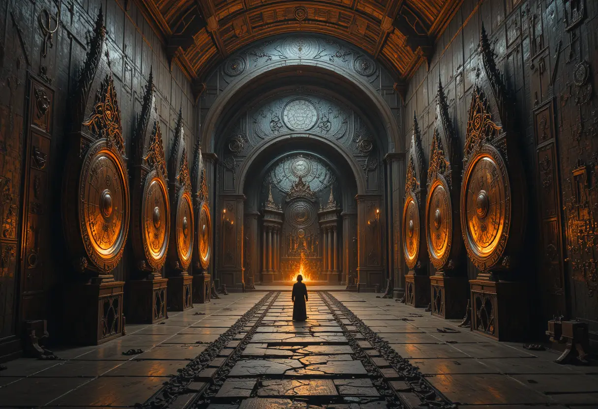 Glowing bells and gongs echo through fiery cosmic space
