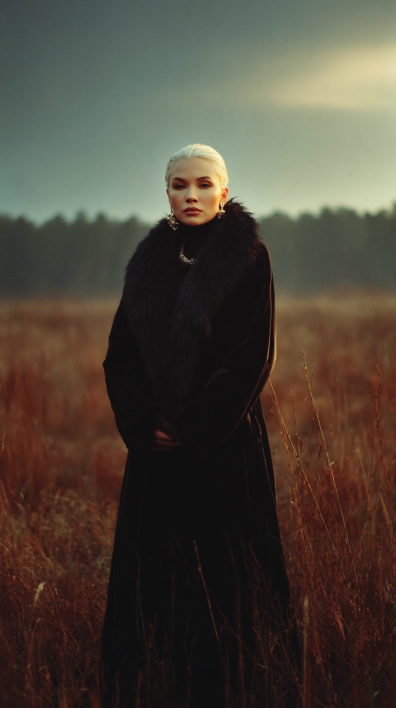 Fantasy portrait of a timeless supernatural woman under vast sky