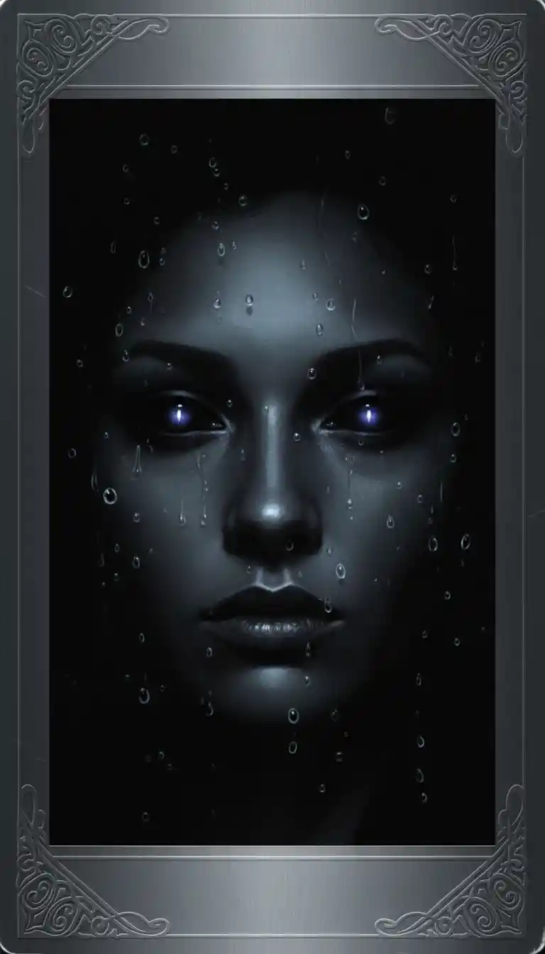 Retrato de fantasia sombria com olhos pretos brilhantes debaixo d’água