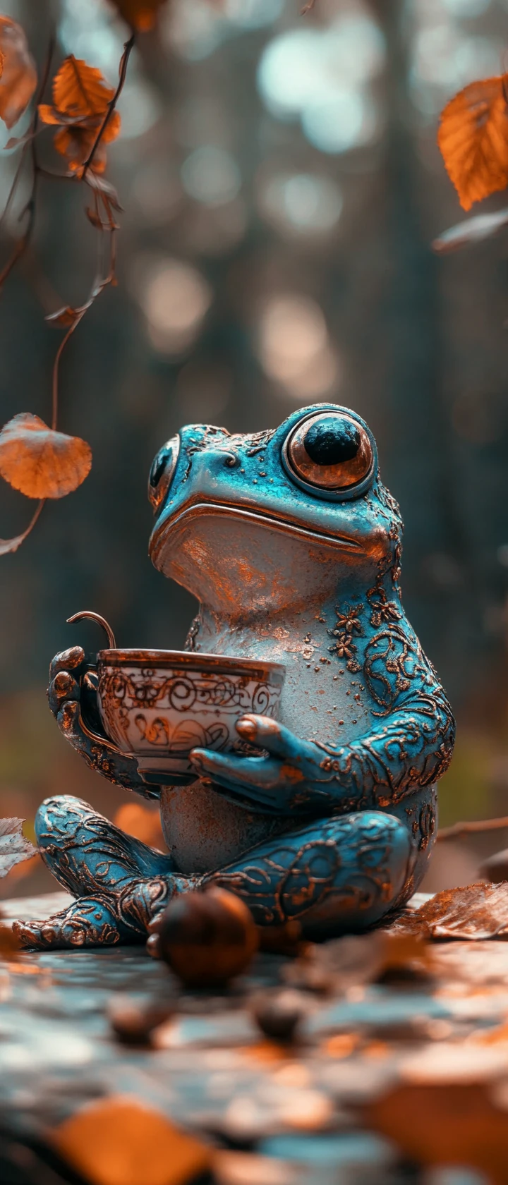 Whimsical metallic fairy sitting at a pastel teatime table