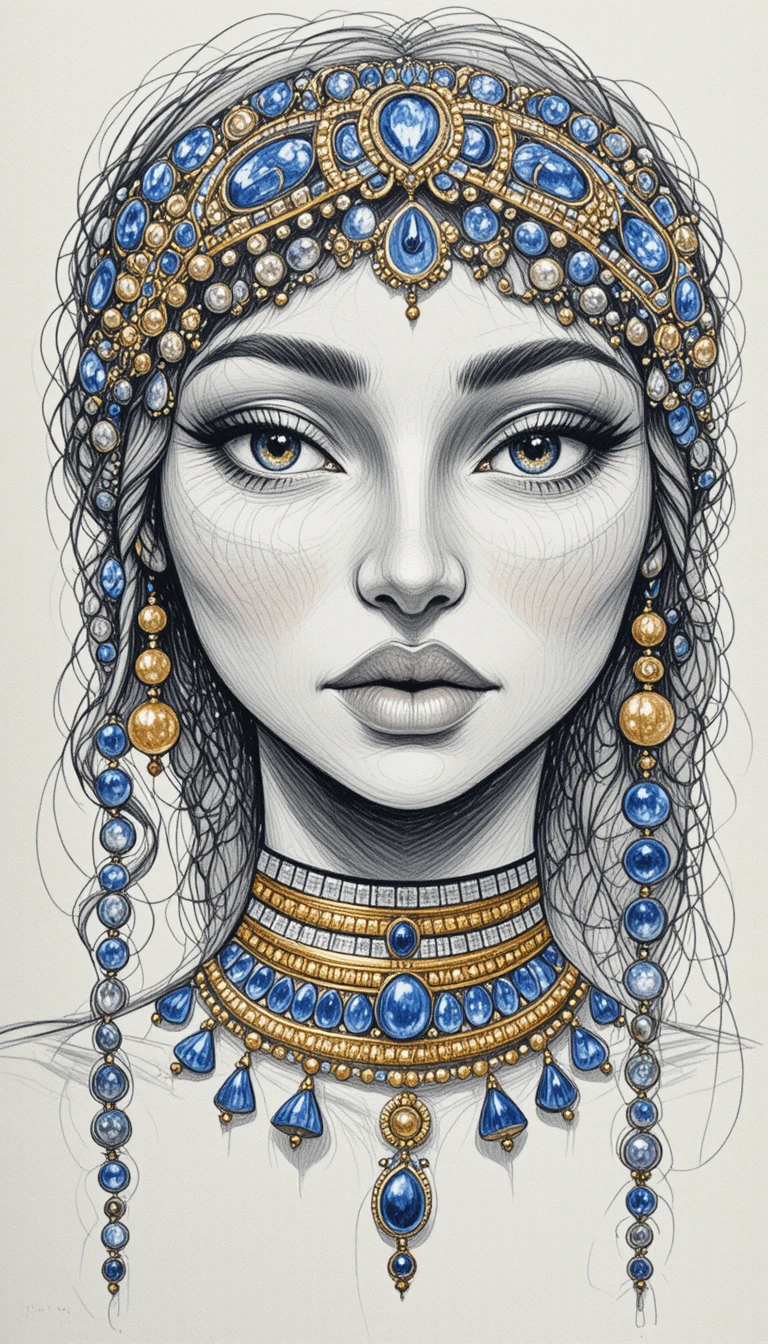 Stylized portrait of a Nubian girl with beaded braids