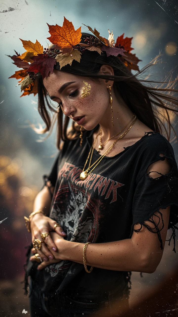 Divine glowing woman in a surreal dreamlike scene