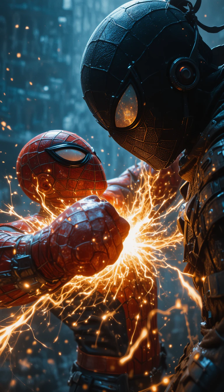 Soco de super-herói em ação dramática em câmera lenta cinematográfica
