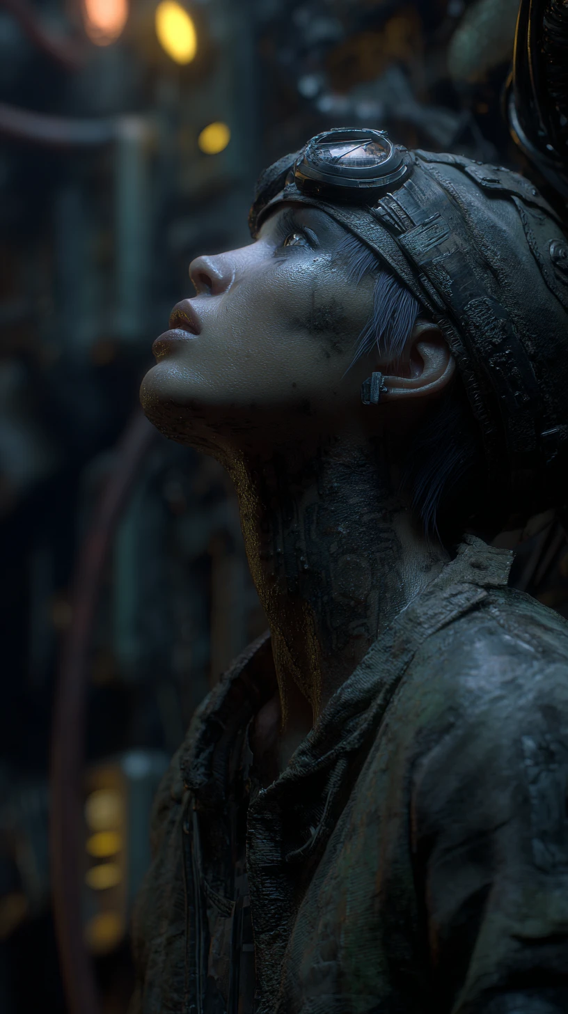 Enslaved figures in a futuristic steel industrial city