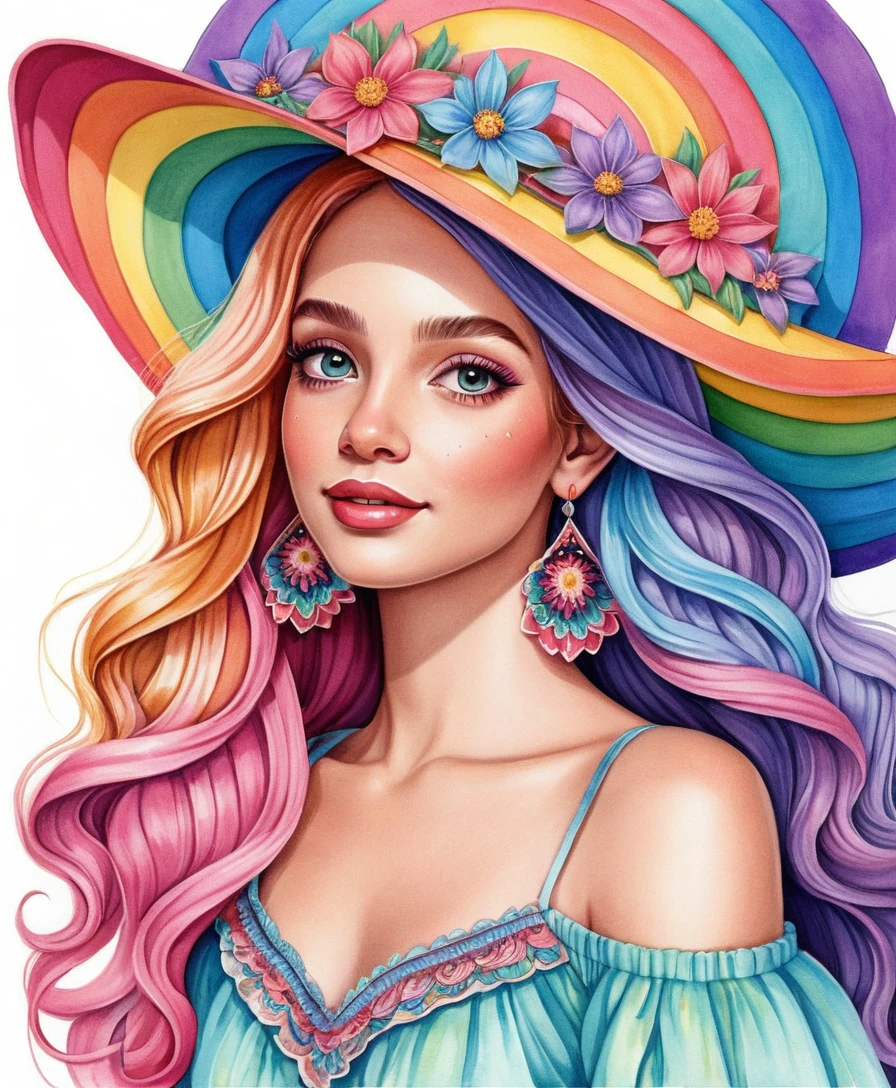 Farbenreiches Buntstiftporträt einer süßen Prinzessin im Traum
