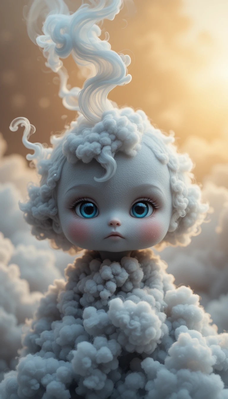擁有寶寶藍眼睛的可愛煙灰色雲朵角色