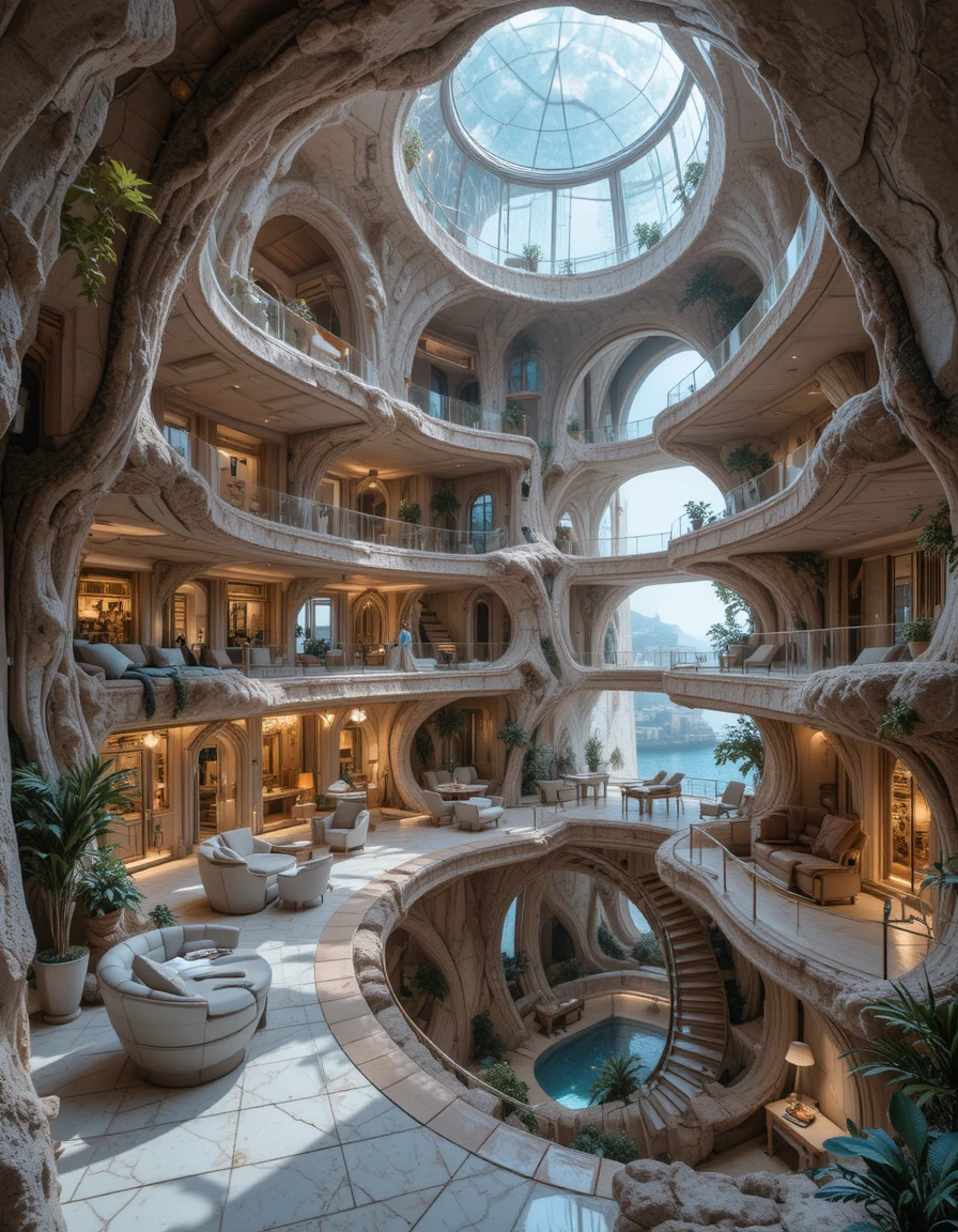 Futuristisches Luxus-Penthouse mit Spiralschalen-Architektur