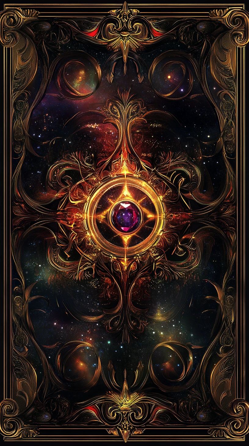 Retro di Carta Fantasy Ornamentata con Gemma Centrale Luminosa