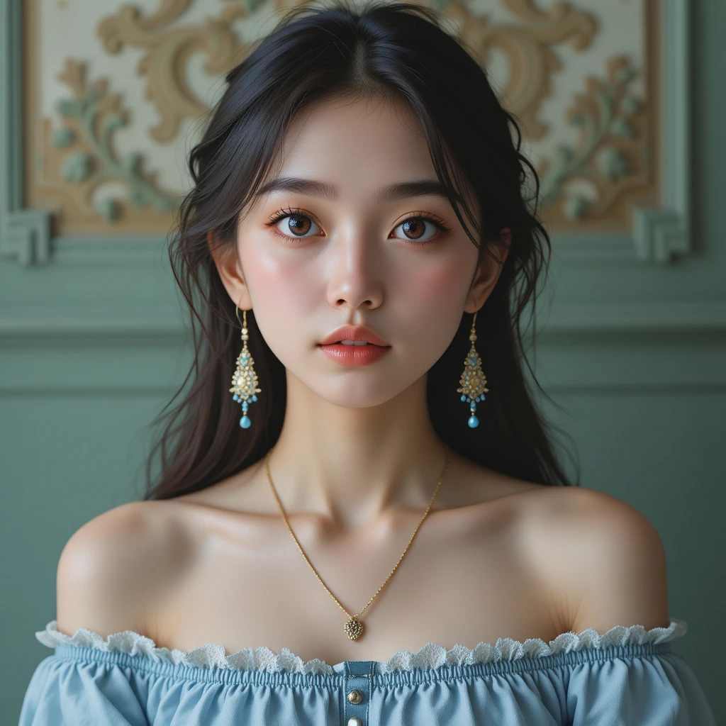 Young Asian woman portrait in soft melancholic light