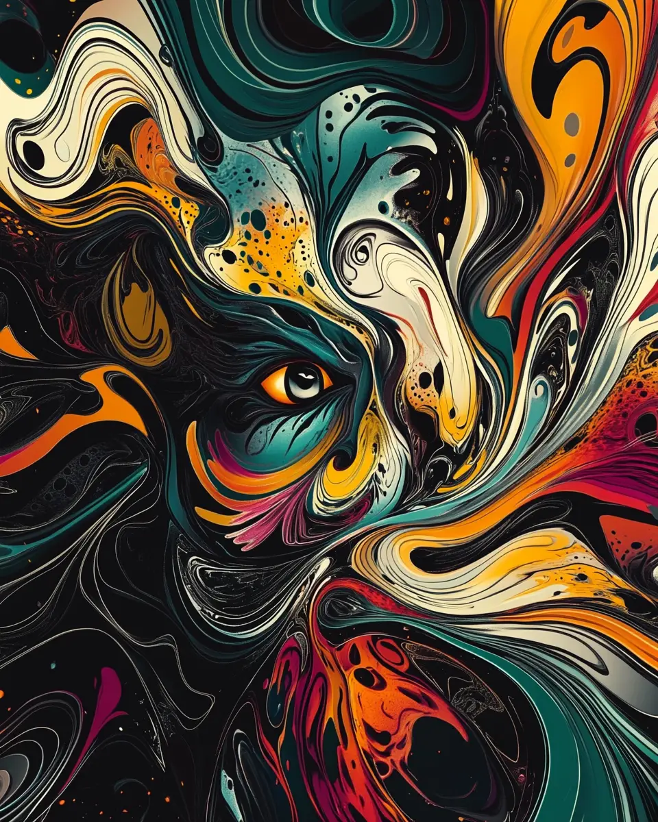 Illustrazione digitale astratta che esprime una profonda creatività dell’anima