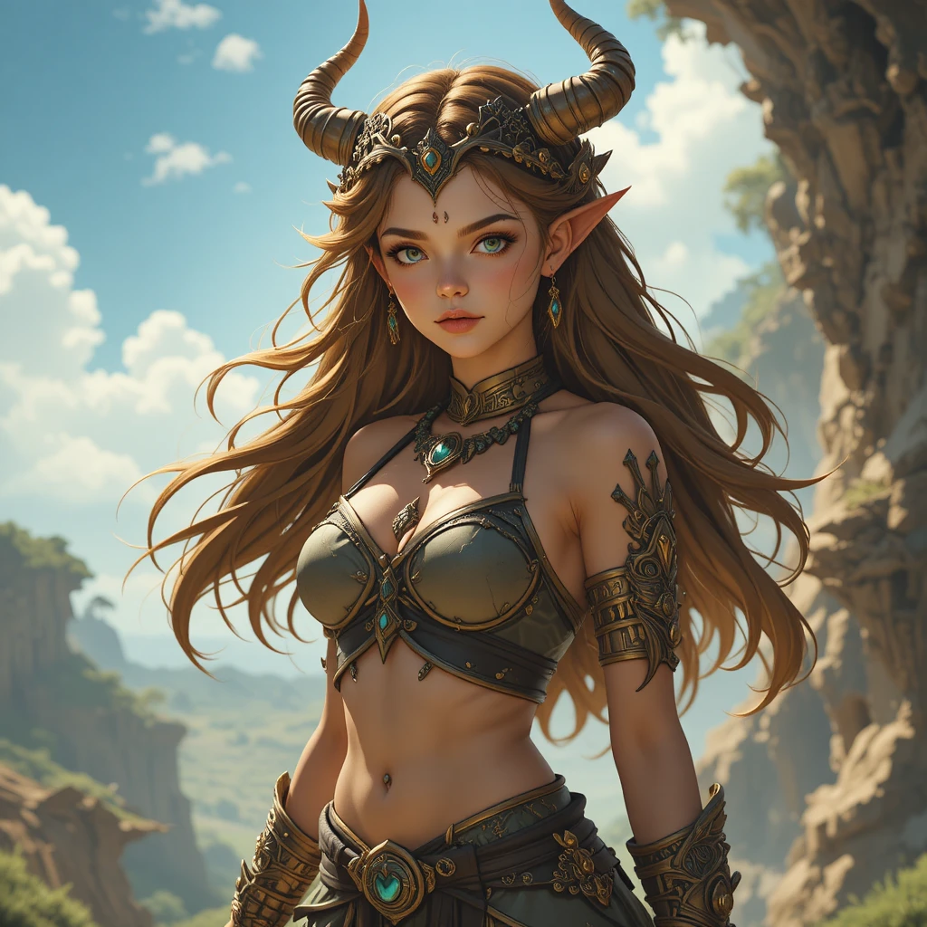 Young demon enutrof girl in a mystical fantasy world