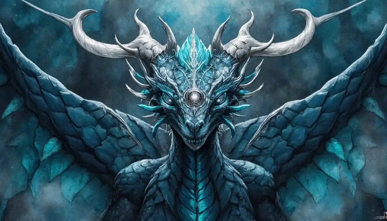 Majestic dragon with shimmering turquoise and blue scales