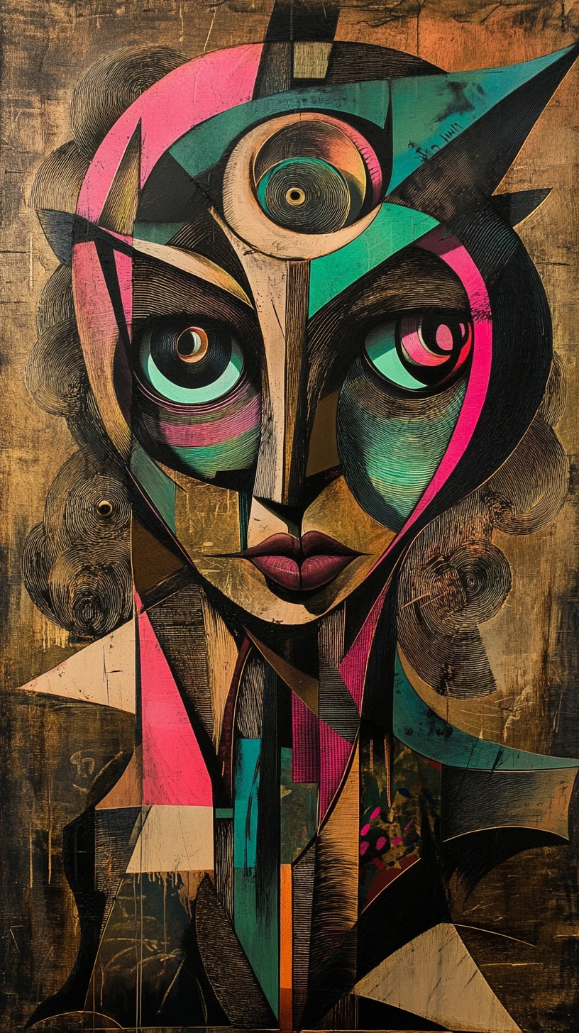 Portrait surréaliste d’une figure énigmatique aux yeux démesurés