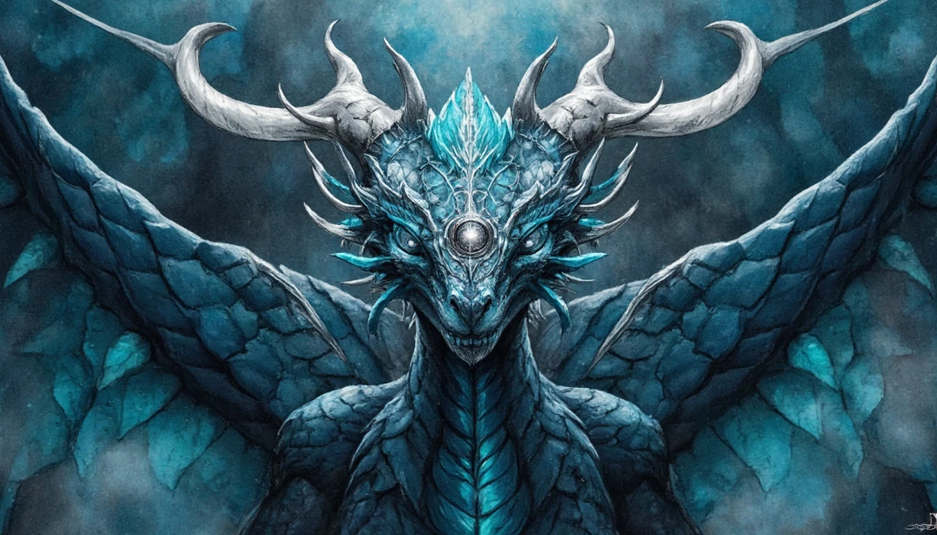 Majestic dragon with shimmering turquoise and blue scales