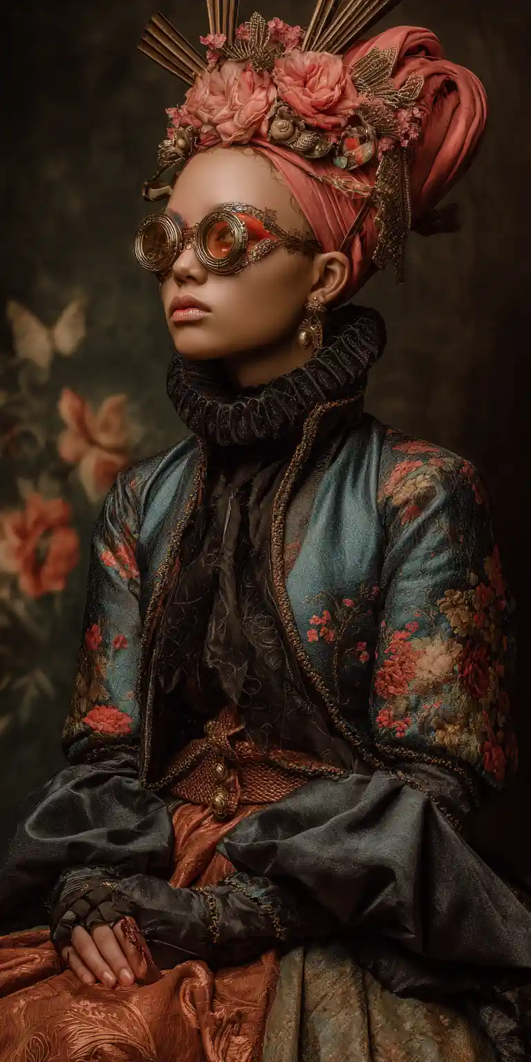 Surreal fashion woman in a relativity inspired dreamscape