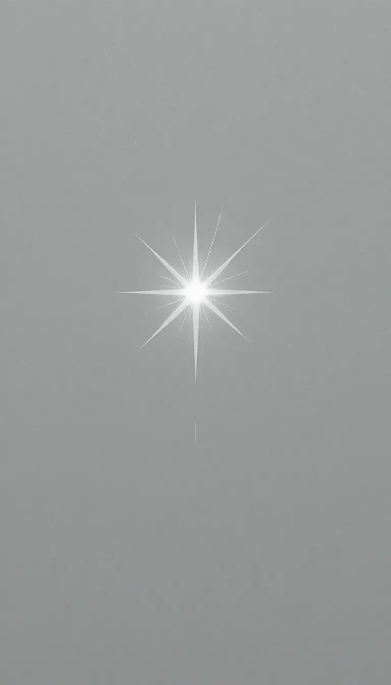 Minimalist glowing star illustration on a soft gray background