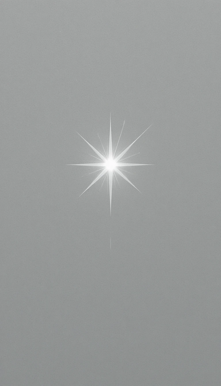 Illustrazione minimalista di stella luminosa su sfondo grigio morbido