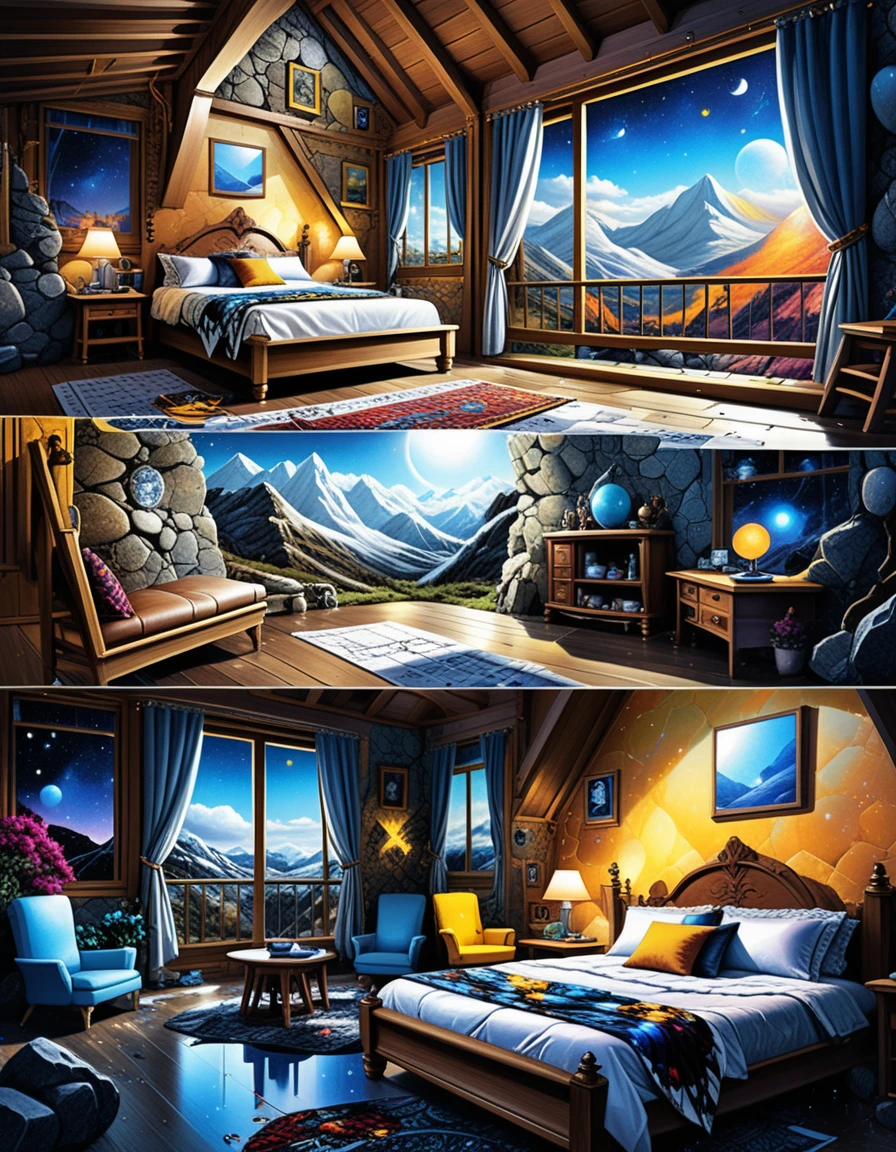 Isometric Diorama Of A Frame Mountain Cabin Interior And Exterior
