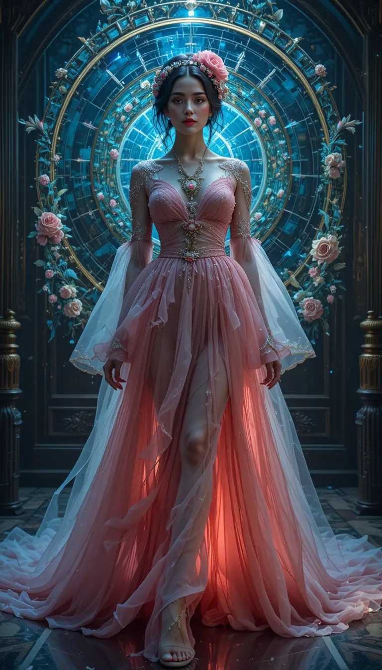 Surreal relativity fashion editorial with mysterious painted light