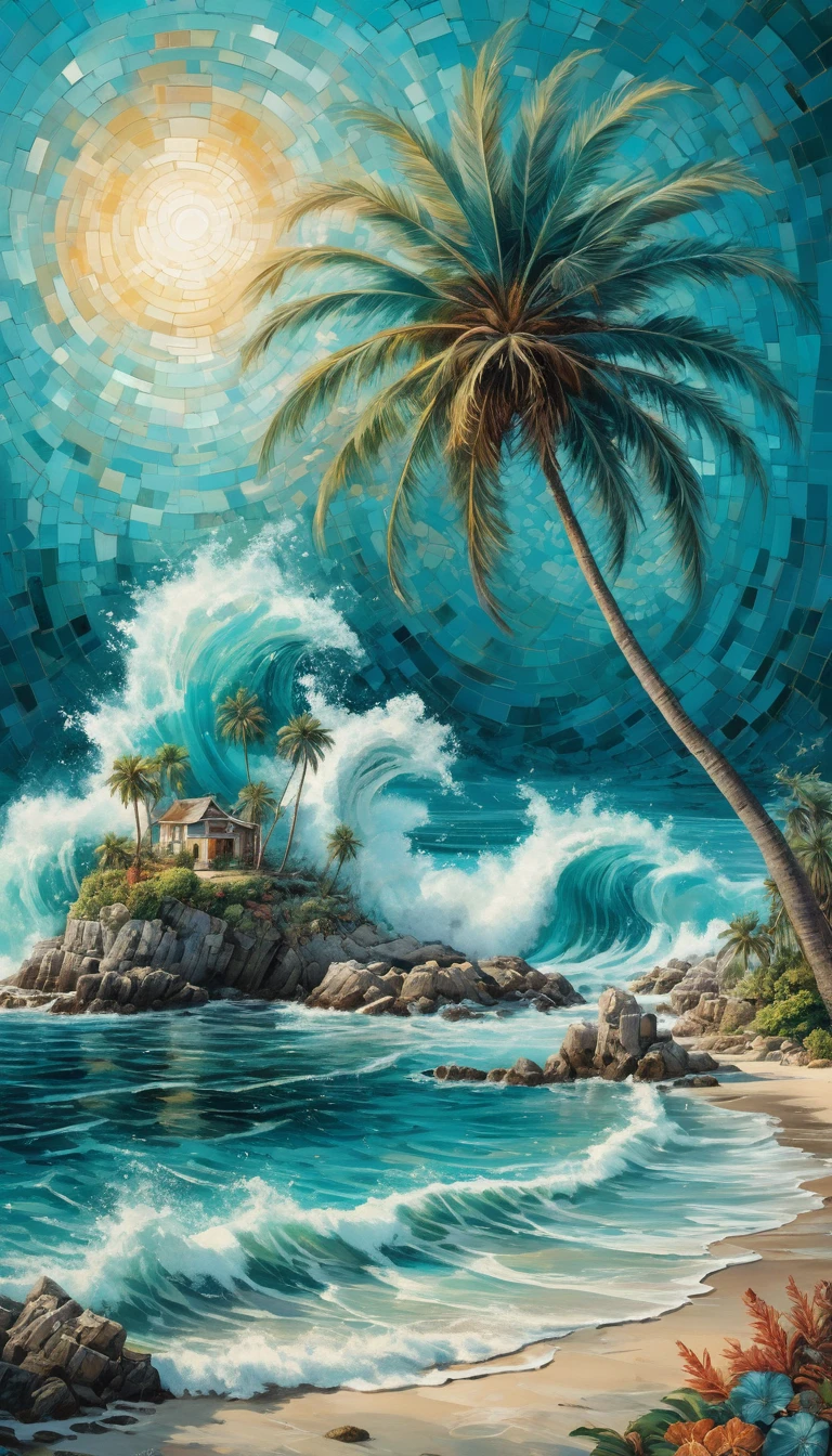 Dreamlike Palm Tree On A Tiny Isle In Turquoise Sea