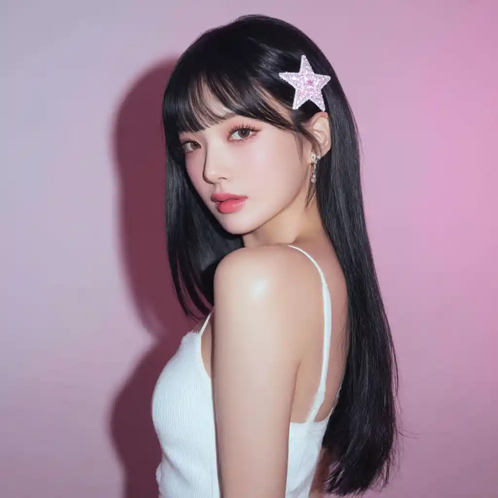 Young woman portrait with pink gradient studio background