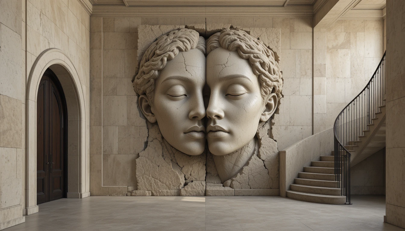 Sanftes Steingesichtsrelief in einem modernen Architekturgang