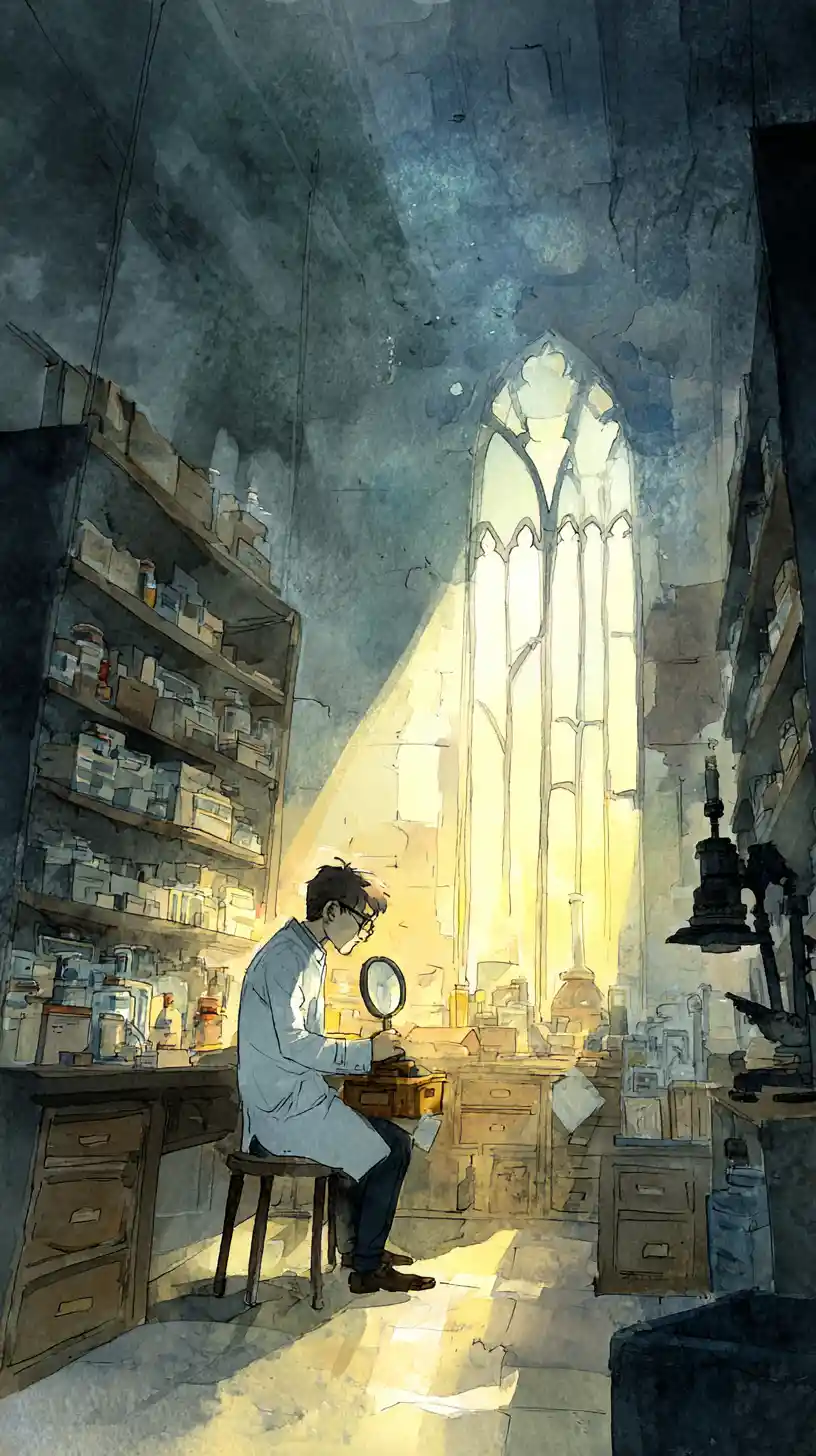 Scientist Studying Pills In A Gothic Laboratory