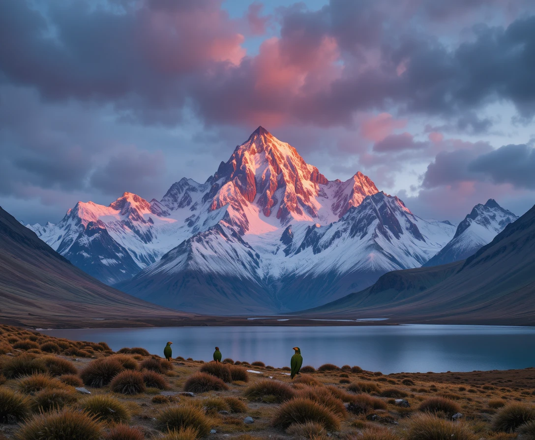 Primeira luz sobre Aoraki no amanhecer das montanhas da Nova Zelândia