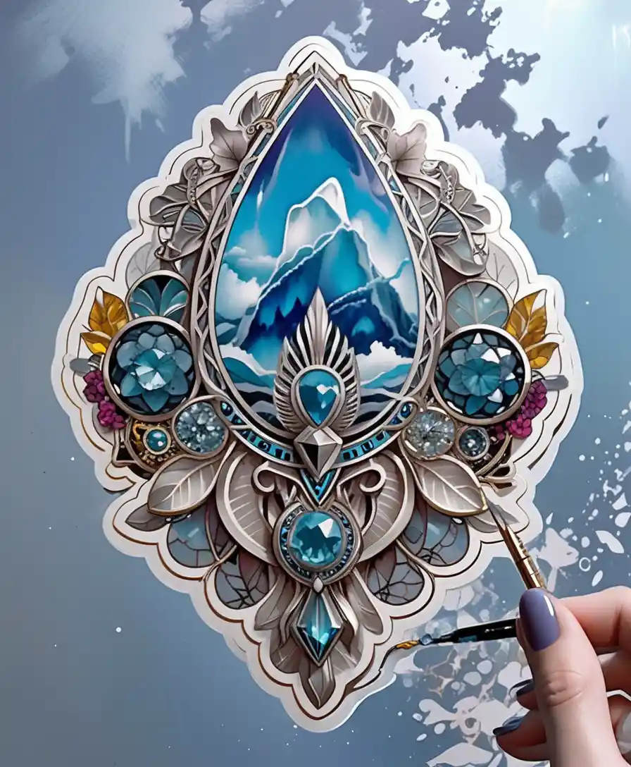 Mystisches Boho-Gothic-Tattoo-Design mit Kristallclustern