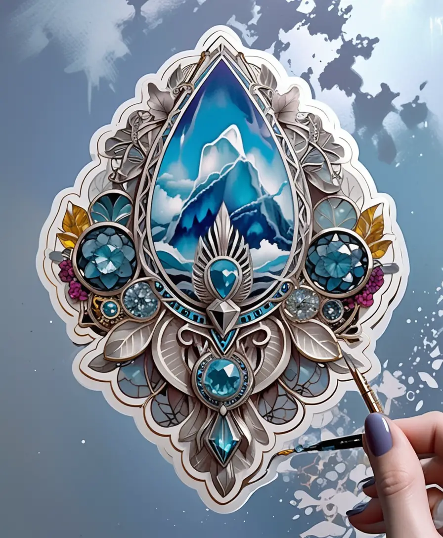 Mystisches Boho-Gothic-Tattoo-Design mit Kristallclustern