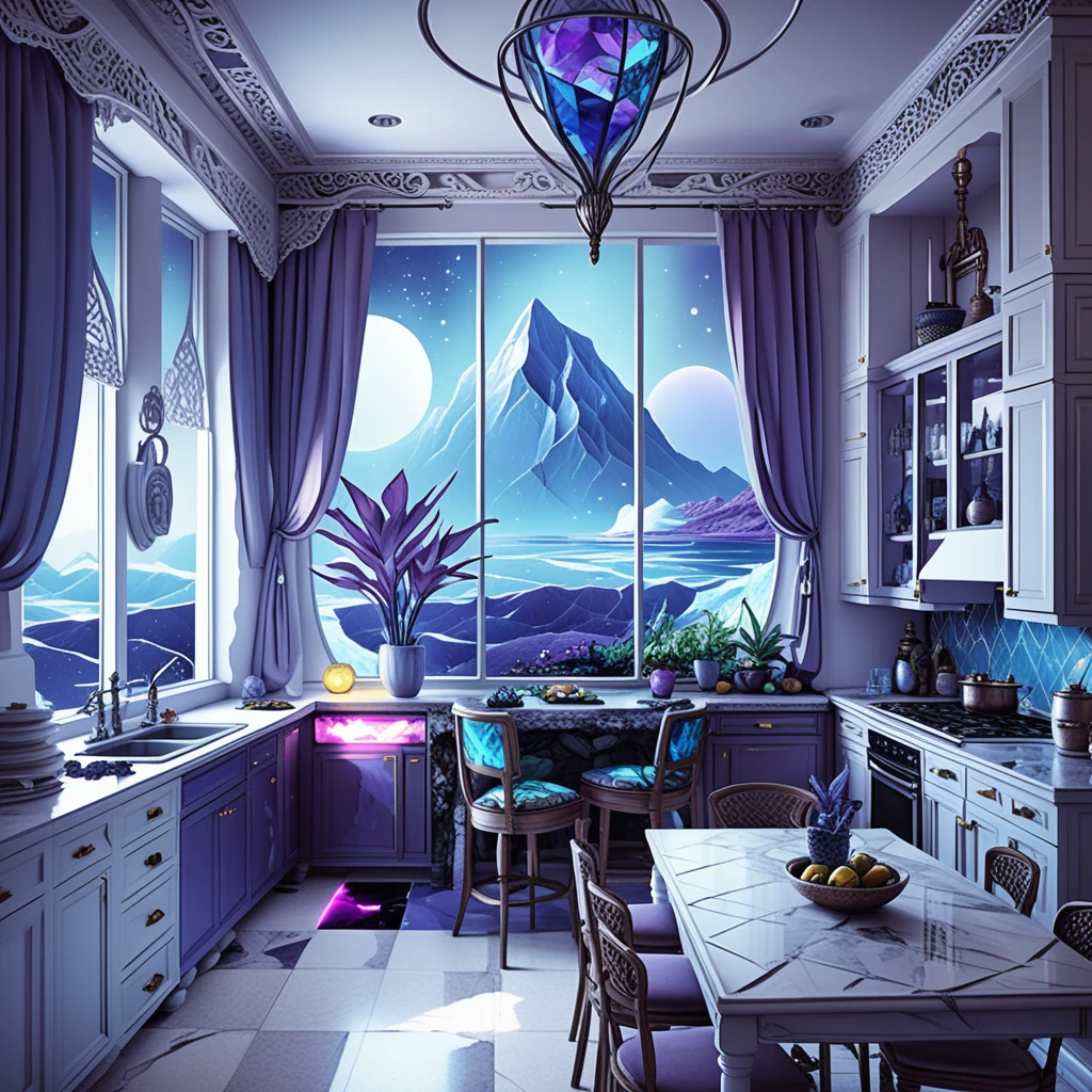 Interior de jantar isométrico em miniatura com quarto no piso superior