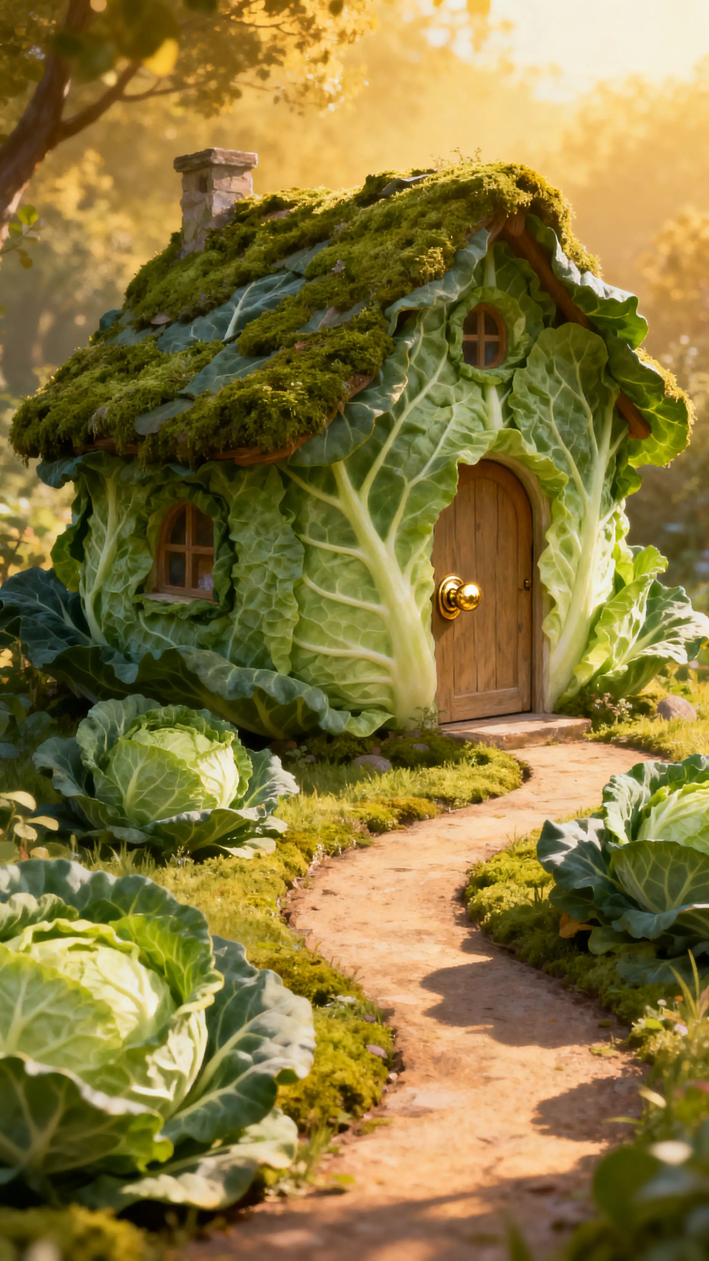 童話風高麗菜葉小屋與陽光花園小徑