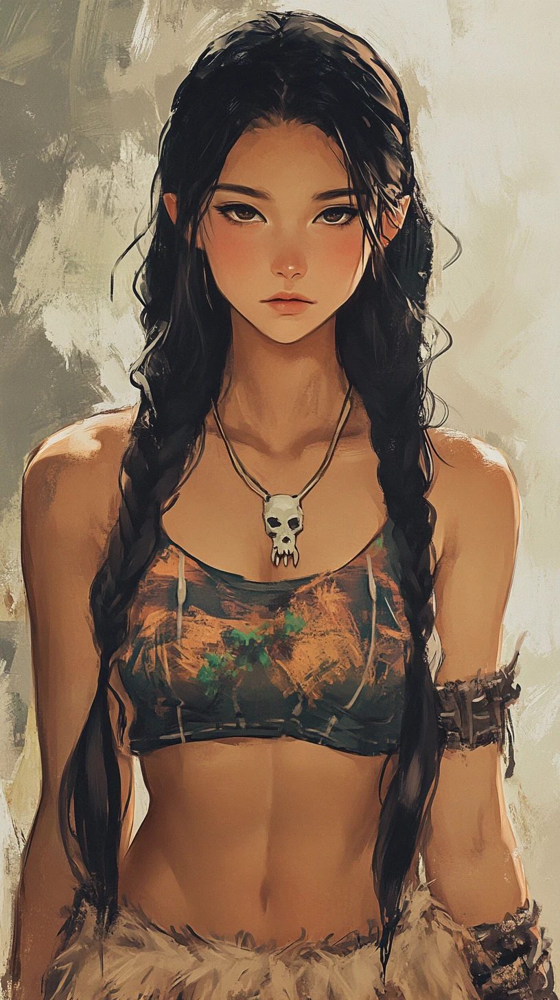 佩戴野性骨飾與利爪的強悍愛努少女