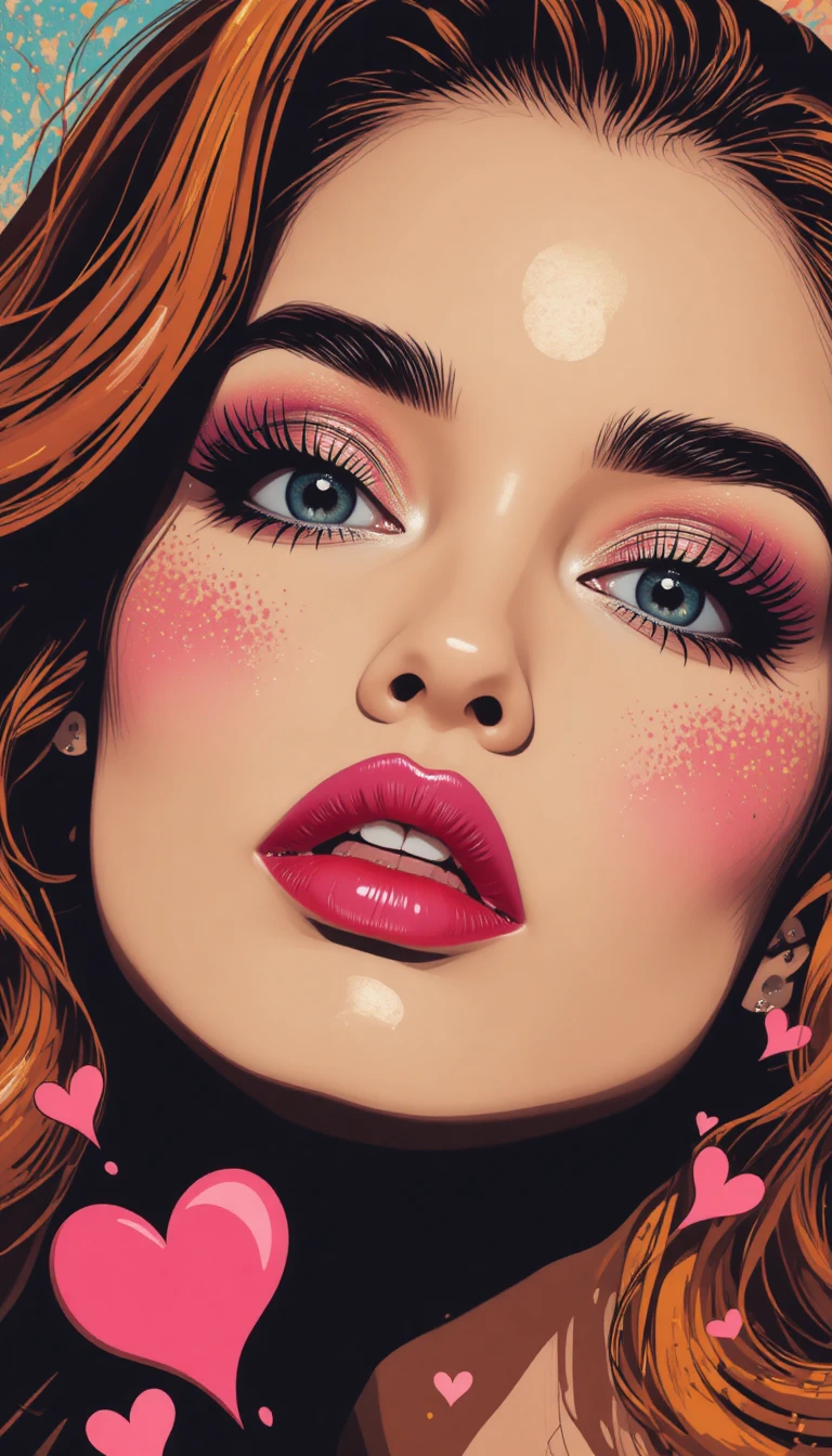Pop art close up portrait of a pretty cartoon girl