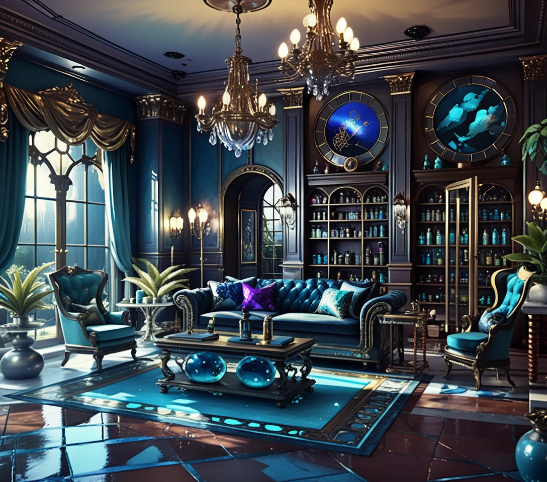 Casa de mercador de fantasia em miniatura de dois andares em corte interno
