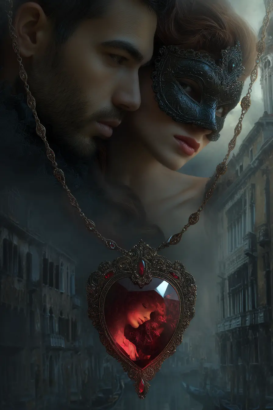Collana con Cuore Luminoso su uno Skyline Veneziano Sfumato