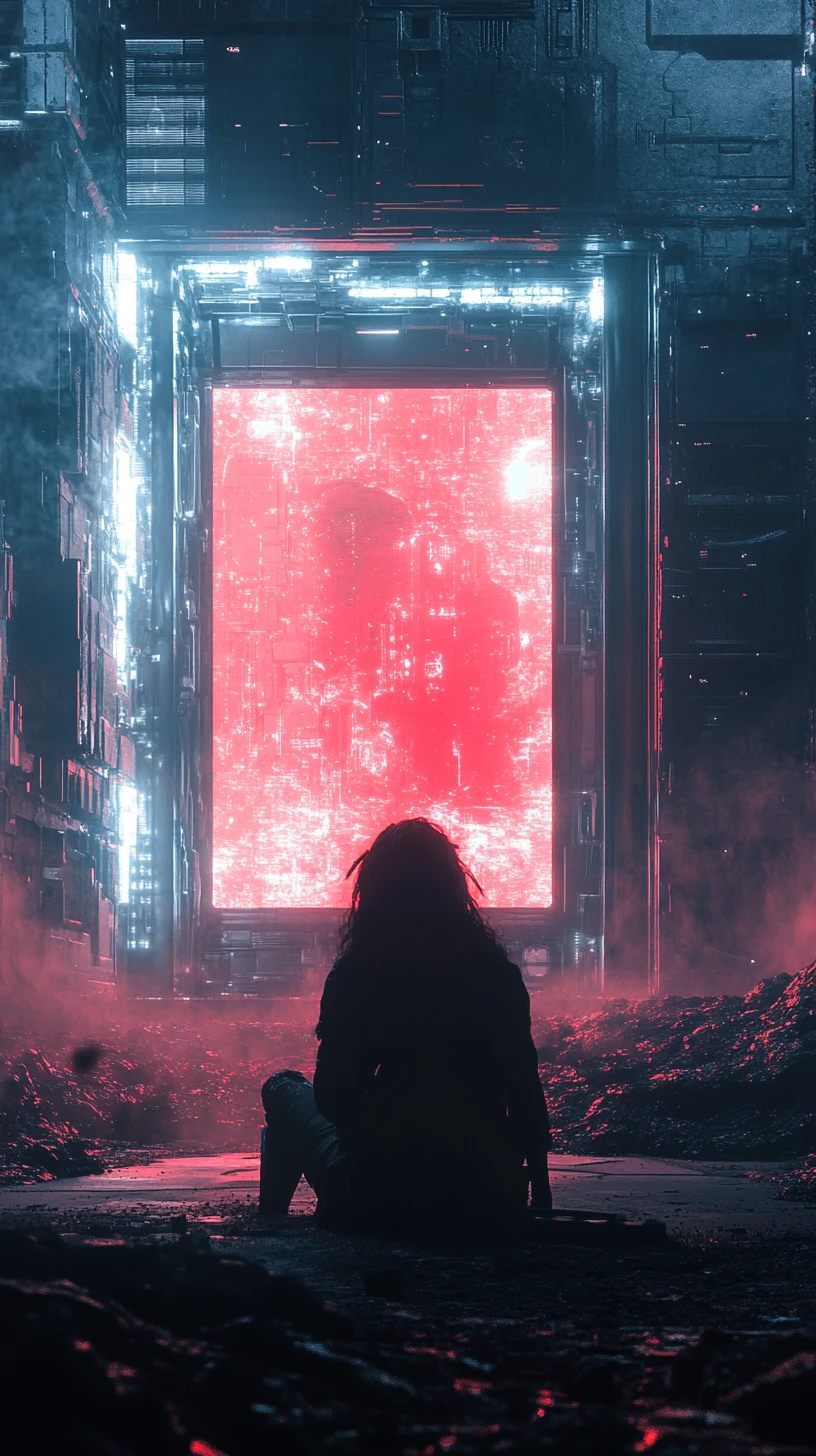 Broken surreal scene where ghosts drift through torn reality