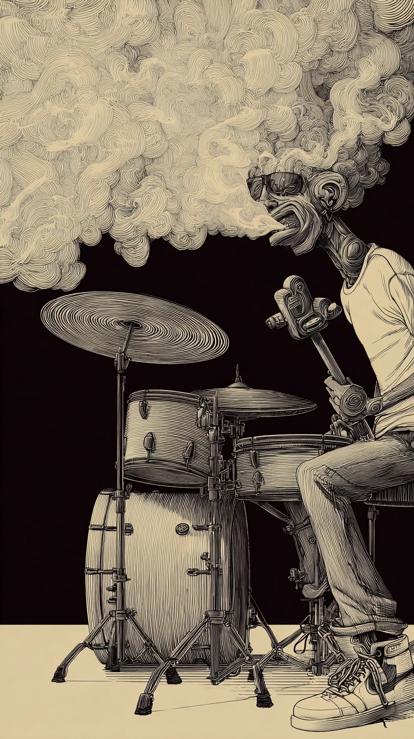Energetic rapper moving to pounding drums and bass
