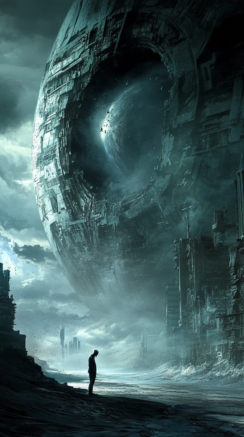 Grupo de sacerdotisas superiores futuristas em uma cidade sci‑fi sombria