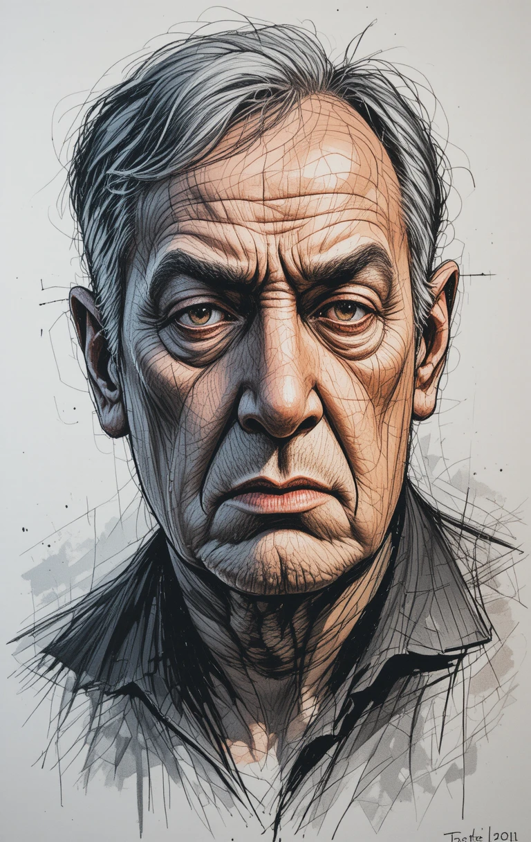Retrato em close de um idoso com rugas profundas e expressivas