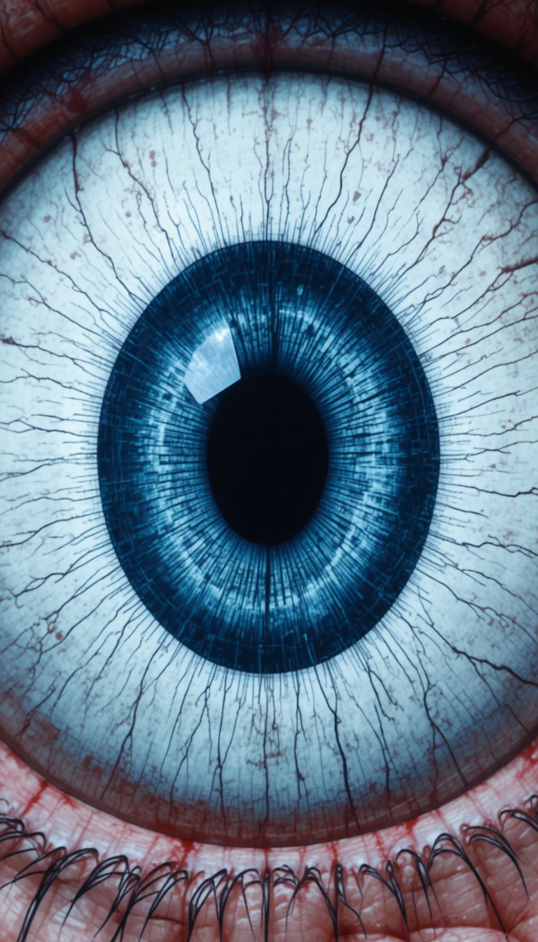 Close-up extremo de uma ilustração de olho humano azul-escuro