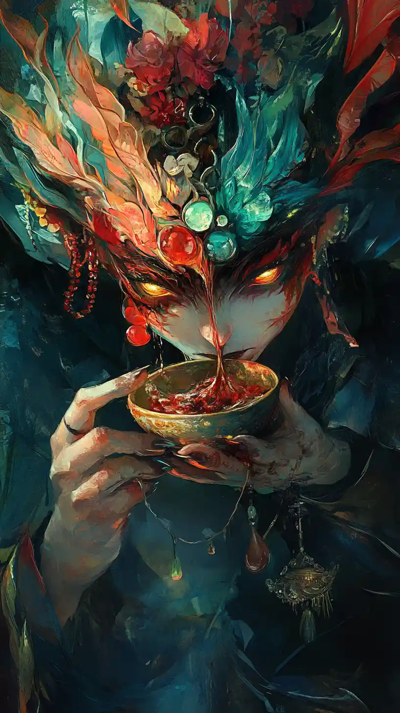 Dark digital vision of paradise as a dangerous temptation