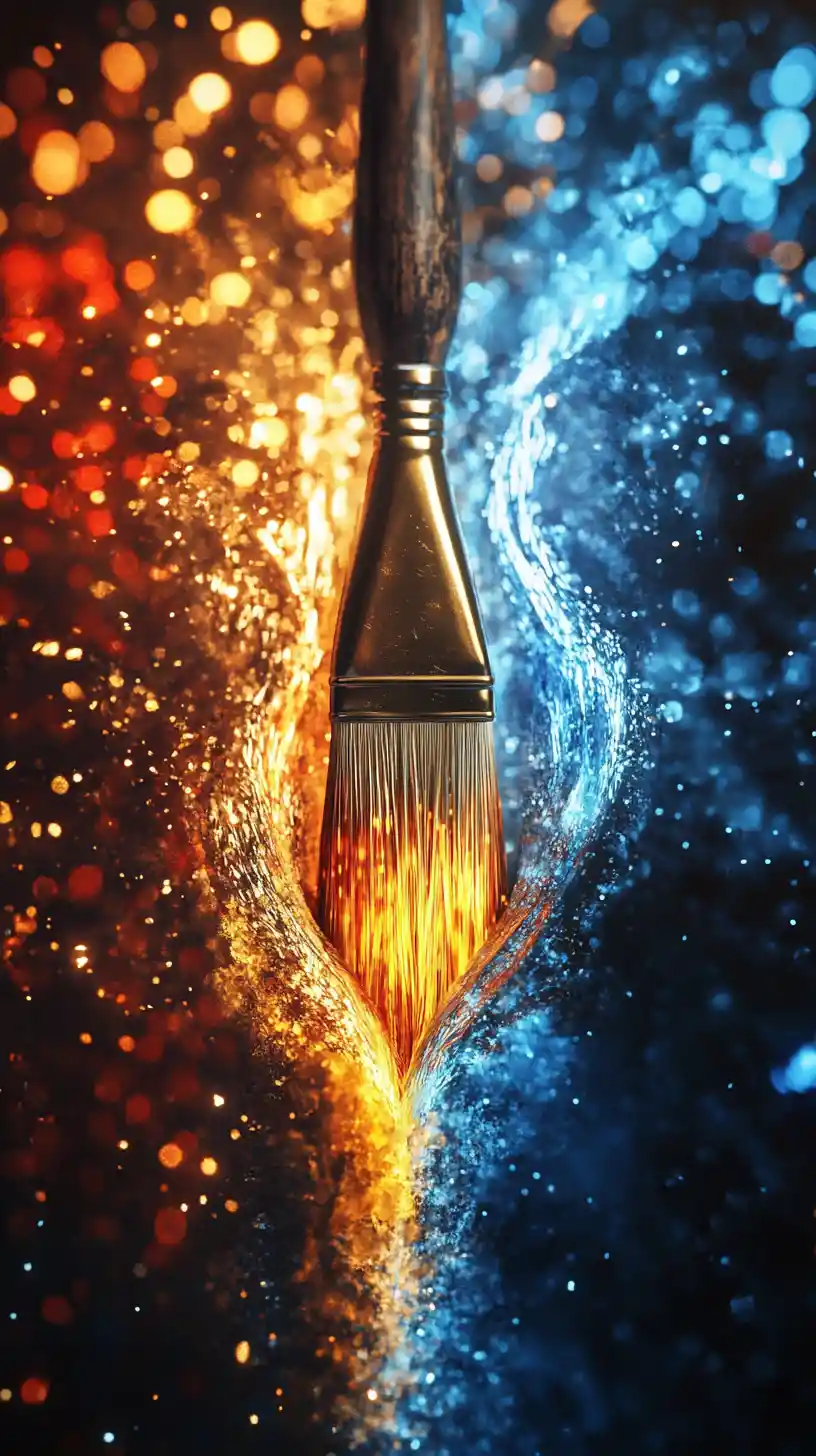 Pennello che Divide Mondi di Fantasia Surreale Caldi e Freddi
