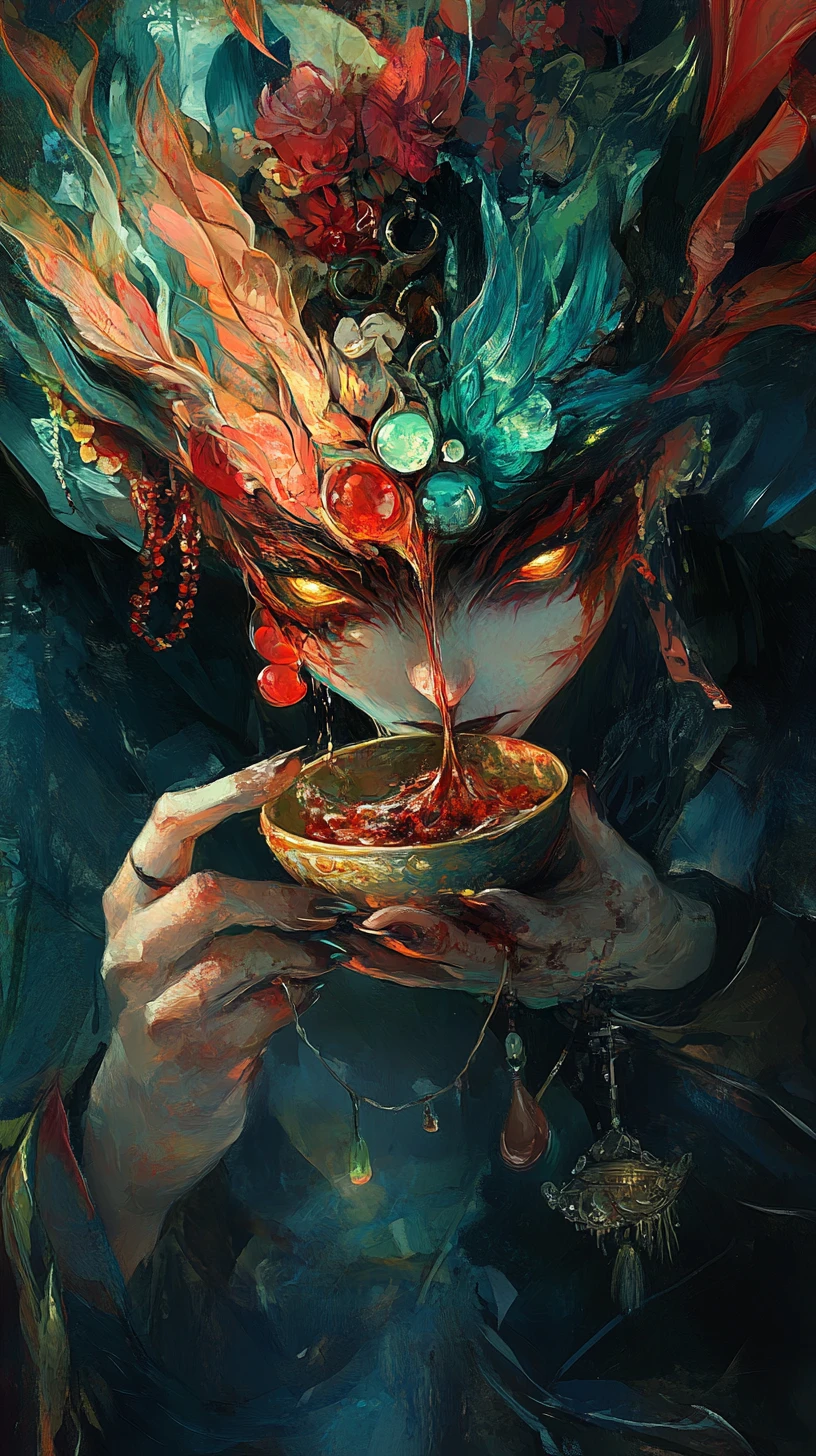 Dark digital vision of paradise as a dangerous temptation