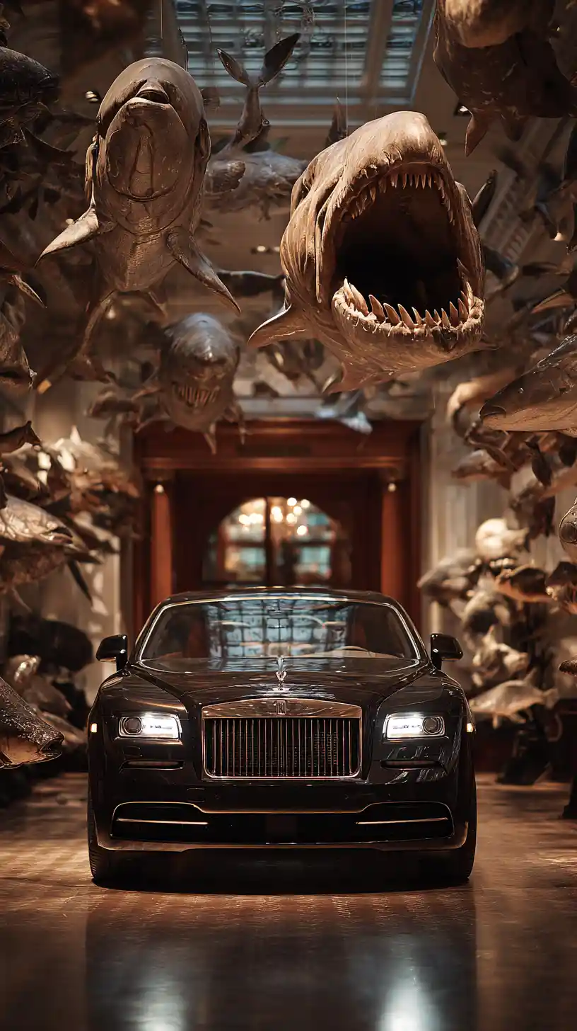 Luxury car lifestyle in an upscale hotel interior